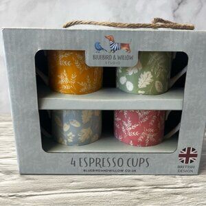 NIB Bluebird And Willow Espresso Cups Set 4